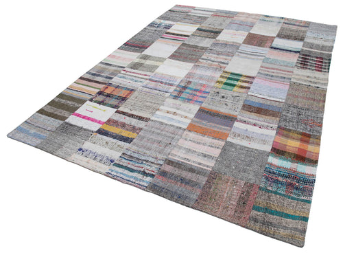 Kirk Yama Grey Patchwork Cotton Wool Handmade Area Rug 7'0'' x 9'11''
