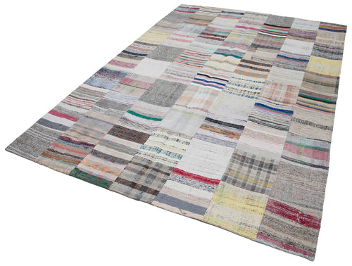 Handmade Area Rug – Kirk Yama Grey Patchwork Cotton Wool Vintage Carpet 6'7''x9'10''