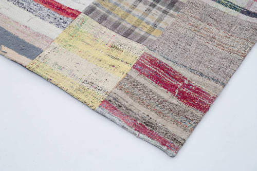 Handmade Area Rug – Kirk Yama Grey Patchwork Cotton Wool Vintage Carpet 6'7''x9'10''