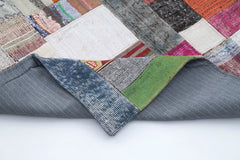 Handmade Area Rug - Kirk Yama Grey Patchwork Cotton Wool Carpet 6x9 Feet