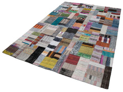Kirk Yama Grey Patchwork Cotton Wool Handmade Area Rug 6'7'' x 9'10''
