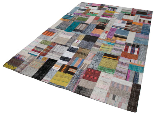 Kirk Yama Grey Patchwork Cotton Wool Handmade Area Rug 6'7'' x 9'10''