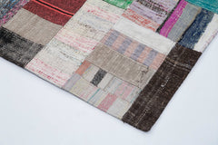 Kirk Yama Grey Patchwork Cotton Wool Handmade Area Rug 6'7'' x 9'10''