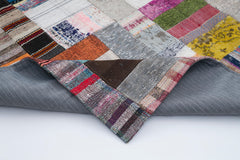 Kirk Yama Grey Patchwork Cotton Wool Handmade Area Rug 6'7'' x 9'10''