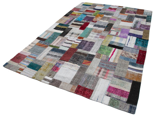 Kirk Yama Grey Patchwork Cotton Wool Handmade Area Rug 6'7'' x 10'0''