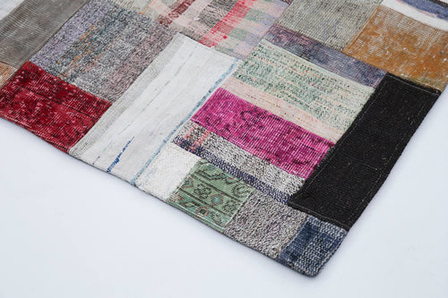 Kirk Yama Grey Patchwork Cotton Wool Handmade Area Rug 6'7'' x 10'0''