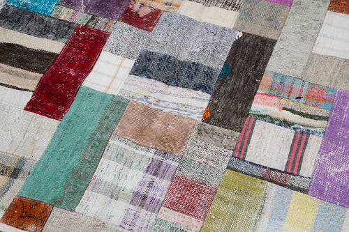 Kirk Yama Grey Patchwork Cotton Wool Handmade Area Rug 6'7'' x 10'0''