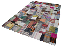 Kirk Yama Grey Patchwork Cotton Wool Handmade Area Rug 6'7'' x 9'10''