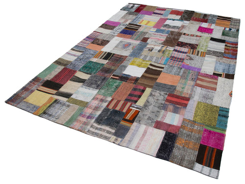Kirk Yama Grey Patchwork Cotton Wool Handmade Area Rug 6'7'' x 9'10''