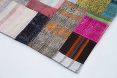 Kirk Yama Grey Patchwork Cotton Wool Handmade Area Rug 6'7'' x 9'10''