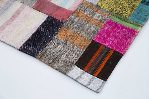 Kirk Yama Grey Patchwork Cotton Wool Handmade Area Rug 6'7'' x 9'10''