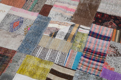 Kirk Yama Grey Patchwork Cotton Wool Handmade Area Rug 6'7'' x 9'10''