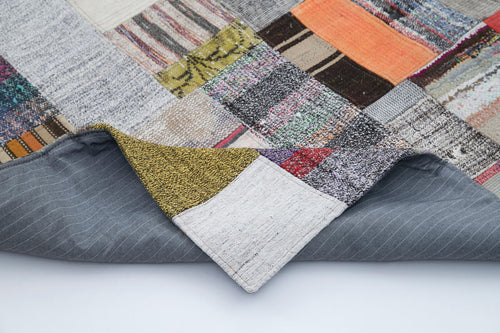 Handmade Area Rug – Grey Patchwork Rug | Soft Cotton Wool Durable Carpet