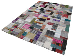 Kirk Yama Grey Patchwork Cotton Wool Handmade Area Rug 6'7'' x 10'0''