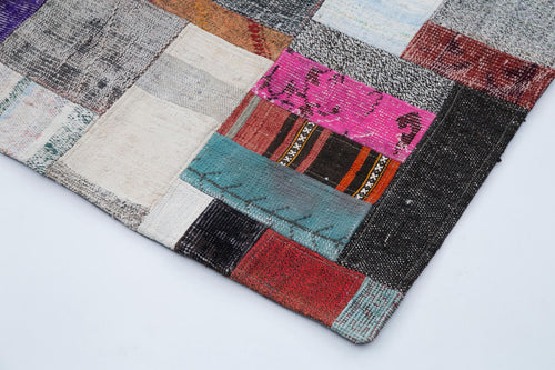 Kirk Yama Grey Patchwork Cotton Wool Handmade Area Rug 6'7'' x 10'0''