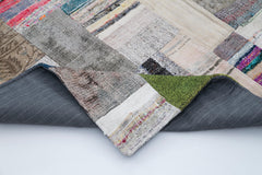 Kirk Yama Grey Patchwork Cotton Wool Handmade Area Rug 6'7'' x 10'0''