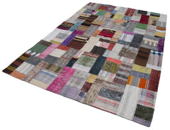 Kirk Yama Grey Patchwork Cotton Wool Handmade Area Rug 6'7'' x 9'10''