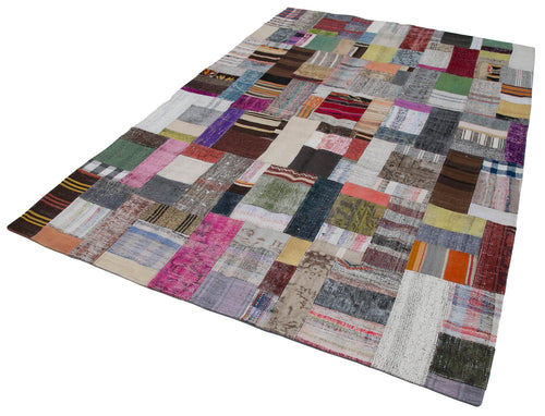 Kirk Yama Grey Patchwork Cotton Wool Handmade Area Rug 6'7'' x 9'10''