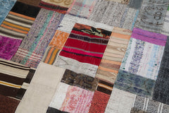 Kirk Yama Grey Patchwork Cotton Wool Handmade Area Rug 6'7'' x 9'10''