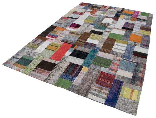 Kirk Yama Grey Patchwork Cotton Wool Handmade Area Rug 6'7'' x 9'8''