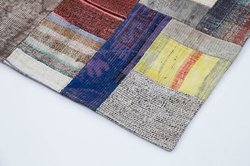 Kirk Yama Grey Patchwork Cotton Wool Handmade Area Rug 6'7'' x 9'8''