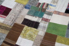 Kirk Yama Grey Patchwork Cotton Wool Handmade Area Rug 6'7'' x 9'8''