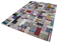 Kirk Yama Grey Patchwork Cotton Wool Handmade Area Rug 6'6'' x 9'10''