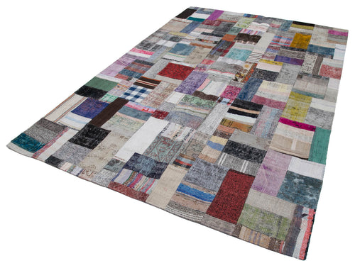 Kirk Yama Grey Patchwork Cotton Wool Handmade Area Rug 6'6'' x 9'10''