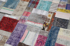 Kirk Yama Grey Patchwork Cotton Wool Handmade Area Rug 6'6'' x 9'10''