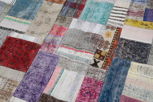 Kirk Yama Grey Patchwork Cotton Wool Handmade Area Rug 6'6'' x 9'10''