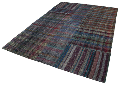 Kirk Yama Grey Patchwork Cotton Wool Handmade Area Rug 6'11'' x 9'10''