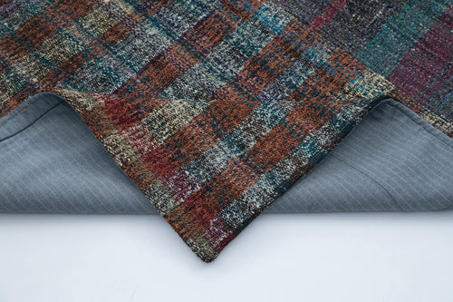 Kirk Yama Grey Patchwork Cotton Wool Handmade Area Rug 6'11'' x 9'10''