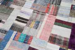 Kirk Yama Grey Patchwork Cotton Wool Handmade Area Rug 6'10'' x 10'0''