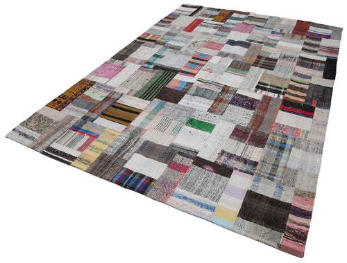 Handmade Area Rug | Kirk Yama Grey Patchwork Cotton Wool Carpet 6'9" x 10'0"