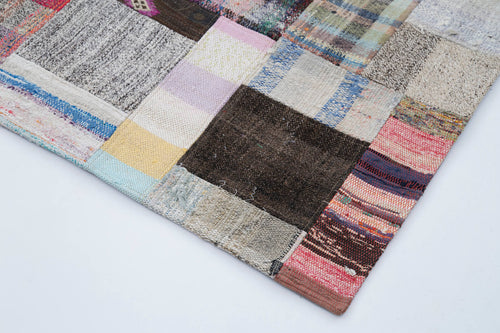 Handmade Area Rug | Kirk Yama Grey Patchwork Cotton Wool Carpet 6'9" x 10'0"