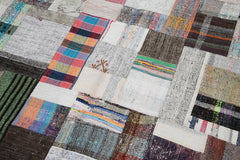 Handmade Area Rug | Kirk Yama Grey Patchwork Cotton Wool Carpet 6'9" x 10'0"