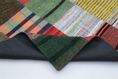 Handmade Area Rug – Grey Patchwork Wool Cotton Carpet 6'10"x9'11" Durable Soft