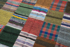 Handmade Area Rug – Grey Patchwork Wool Cotton Carpet 6'10"x9'11" Durable Soft