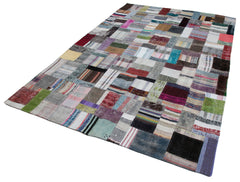 Kirk Yama Grey Patchwork Cotton Wool Handmade Area Rug 6'7'' x 10'0''