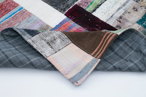 Kirk Yama Grey Patchwork Cotton Wool Handmade Area Rug 6'7'' x 10'0''