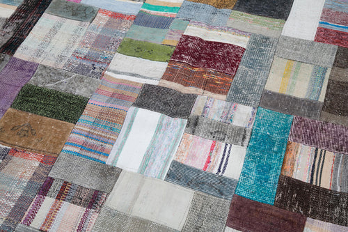 Kirk Yama Grey Patchwork Cotton Wool Handmade Area Rug 6'7'' x 10'0''