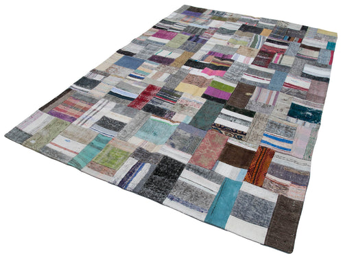 Kirk Yama Grey Patchwork Cotton Wool Handmade Area Rug 6'7'' x 10'0''