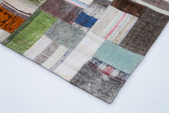 Kirk Yama Grey Patchwork Cotton Wool Handmade Area Rug 6'7'' x 9'10''