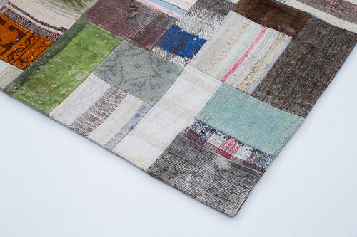 Kirk Yama Grey Patchwork Cotton Wool Handmade Area Rug 6'7'' x 9'10''