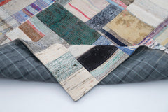 Kirk Yama Grey Patchwork Cotton Wool Handmade Area Rug 6'7'' x 9'10''