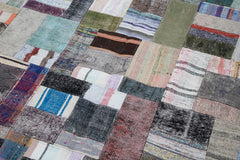 Kirk Yama Grey Patchwork Cotton Wool Handmade Area Rug 6'7'' x 9'10''