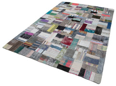 Kirk Yama Grey Patchwork Cotton Wool Handmade Area Rug 6'7'' x 10'0''