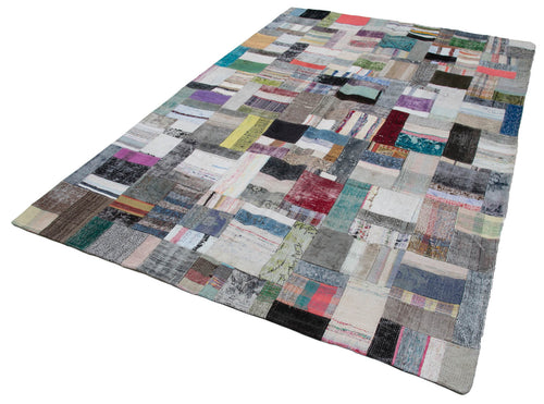 Kirk Yama Grey Patchwork Cotton Wool Handmade Area Rug 6'7'' x 10'0''