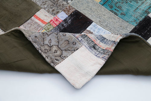 Kirk Yama Grey Patchwork Cotton Wool Handmade Area Rug 6'7'' x 10'0''