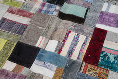 Kirk Yama Grey Patchwork Cotton Wool Handmade Area Rug 6'7'' x 10'0''